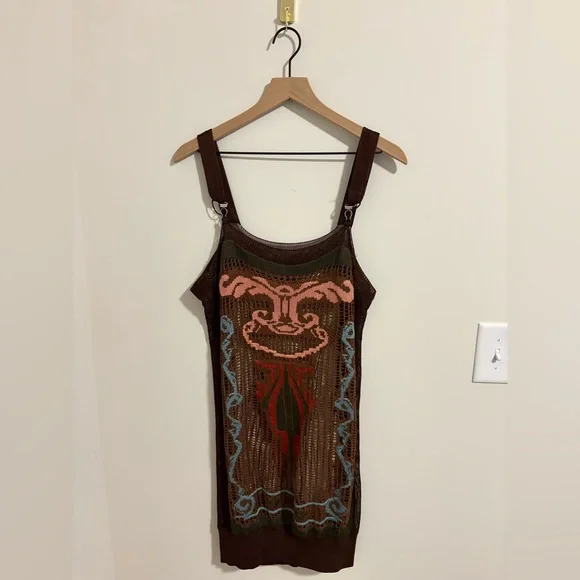 Jean Paul Gaultier Knit Sheer Multi-Color Jumper Vintage Dress Size Medium - Picture 1 of 9